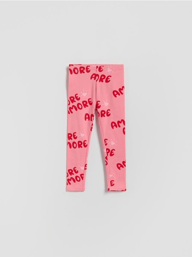 Reserved - Bawełniane legginsy z nadrukiem - różowy