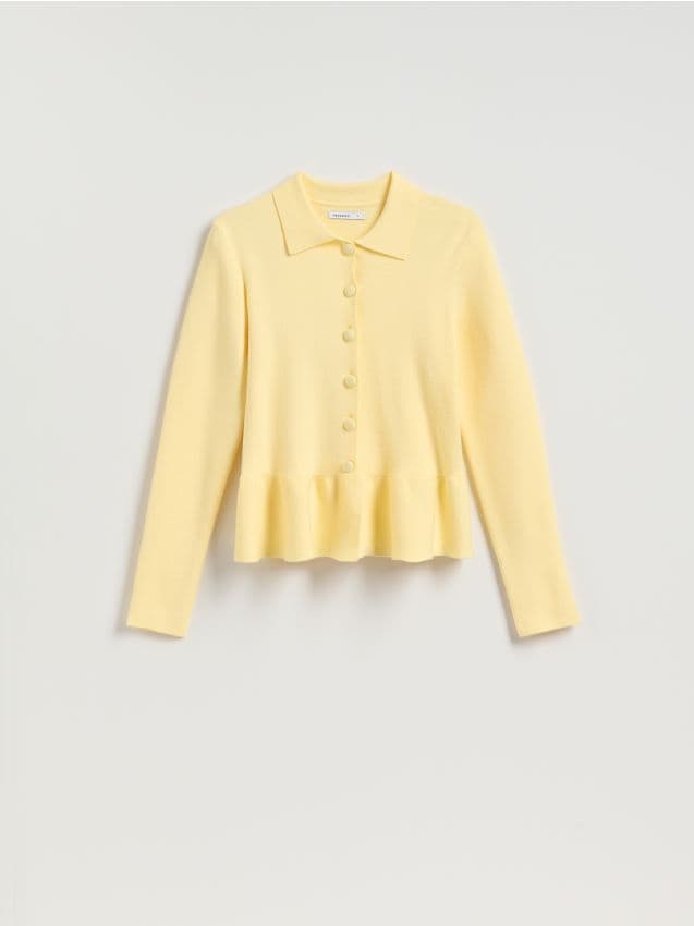 Reserved - Sweter z baskinką - jasnożółty