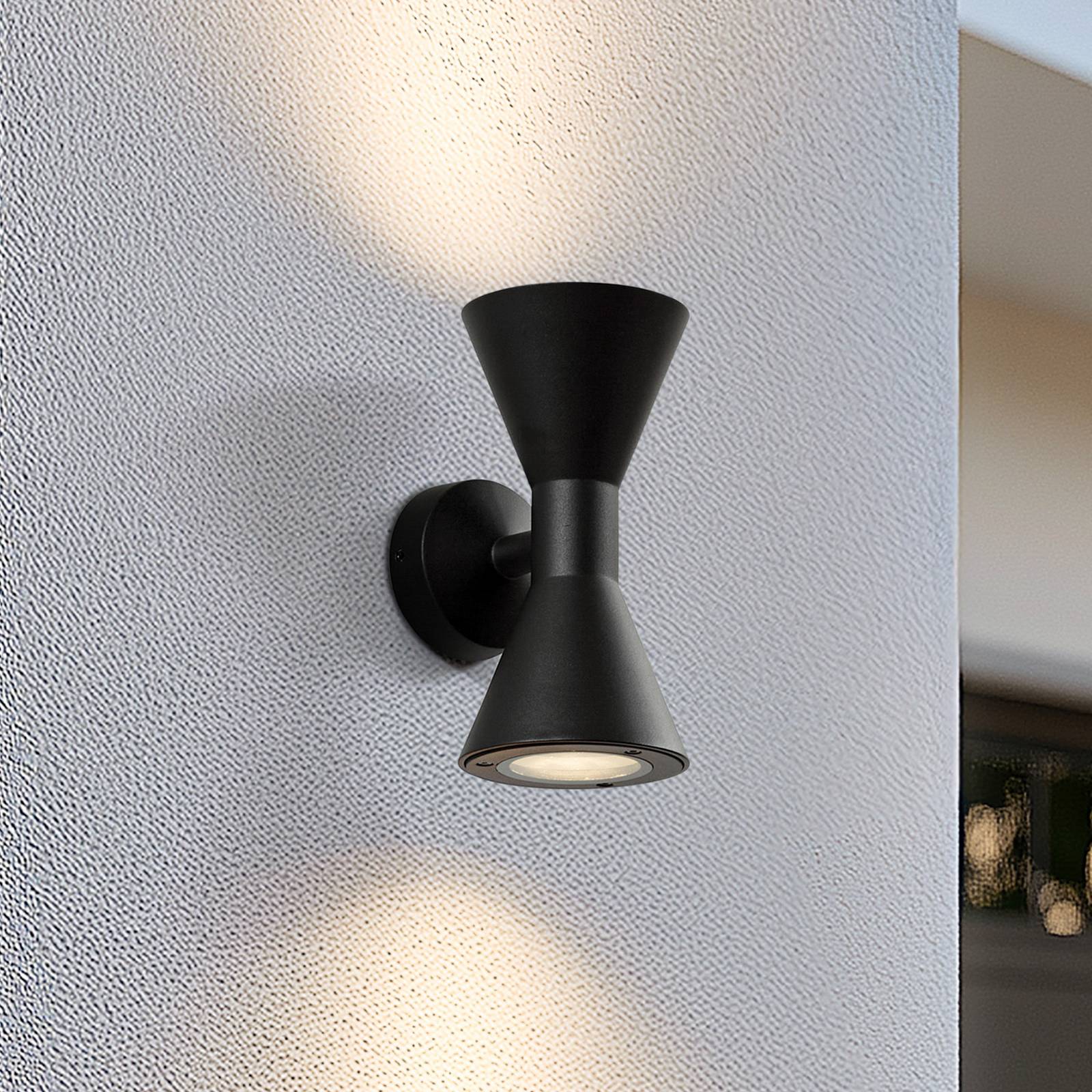 Kinkiet zewnętrzny Xalor Lucande, możliwość ściemniania, czarny, aluminium, nowoczesny
