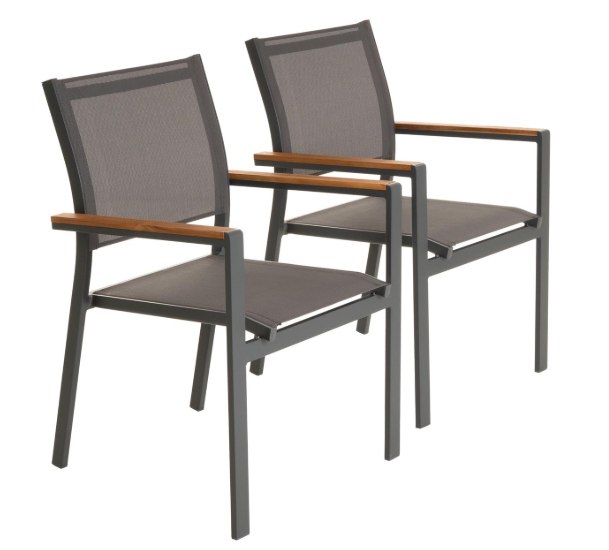 Krzesła ogrodowe aluminiowe, sztaplowane, 2 sztuki, antracyt D106847