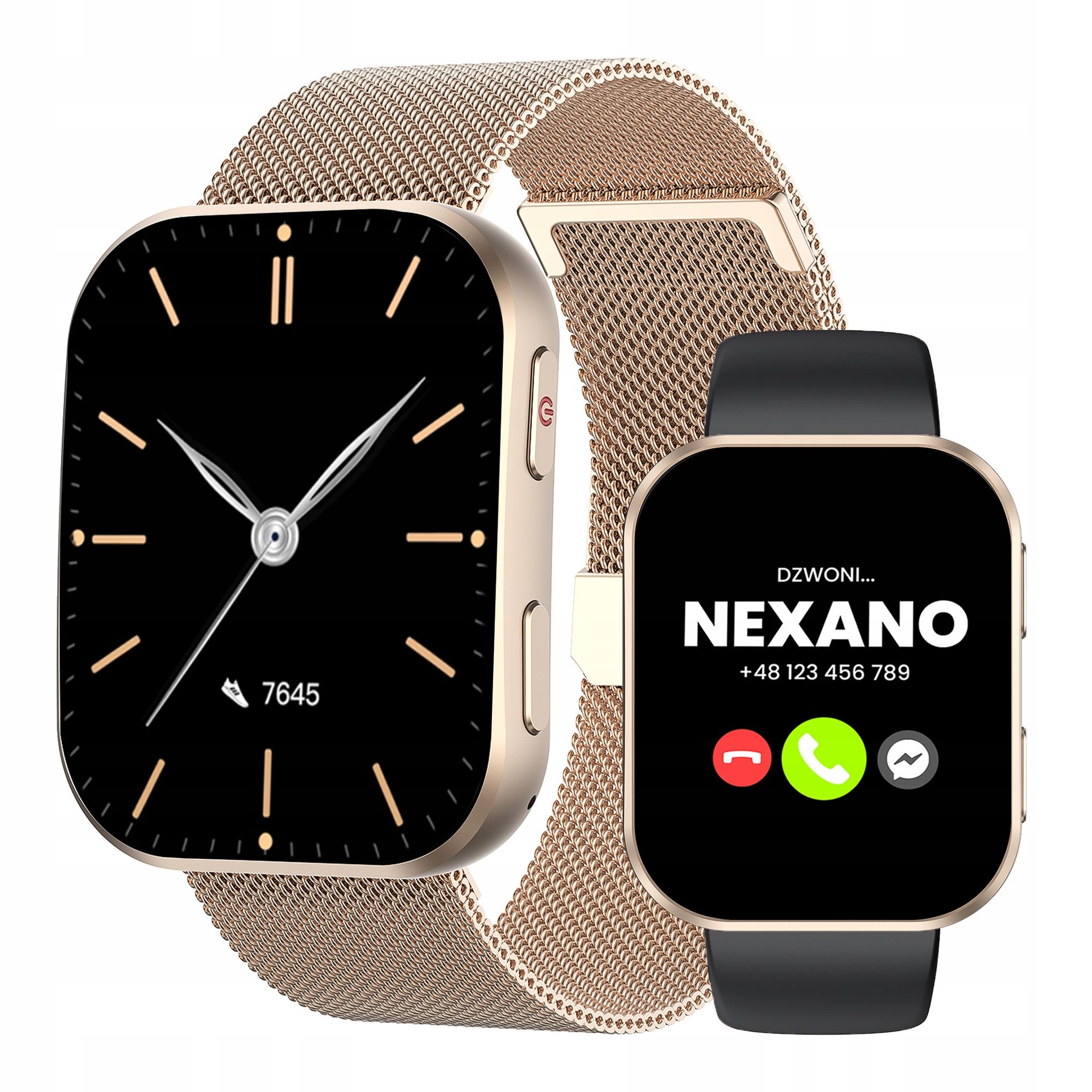 TEMU SMARTWATCH DAMSKI ZŁOTY ZEGAREK Z TRZEMA PASKAMI BRANSOLETA MESH SILIKONOWE PASKI CZARNY RÓŻOWY EKRAN AMOLED DOTYKOWY ROZMOWY POWIADOMIENIA SOS
