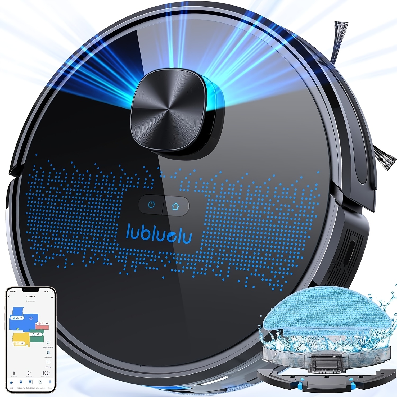 TEMU Lubluelu SL60D 3-w-1 Robot Odkurzający i Mopujący z Mapowaniem Laserowym, Kompatybilny z Alexa/Google Home, Aplikacja, Mocne ssanie 4000Pa,