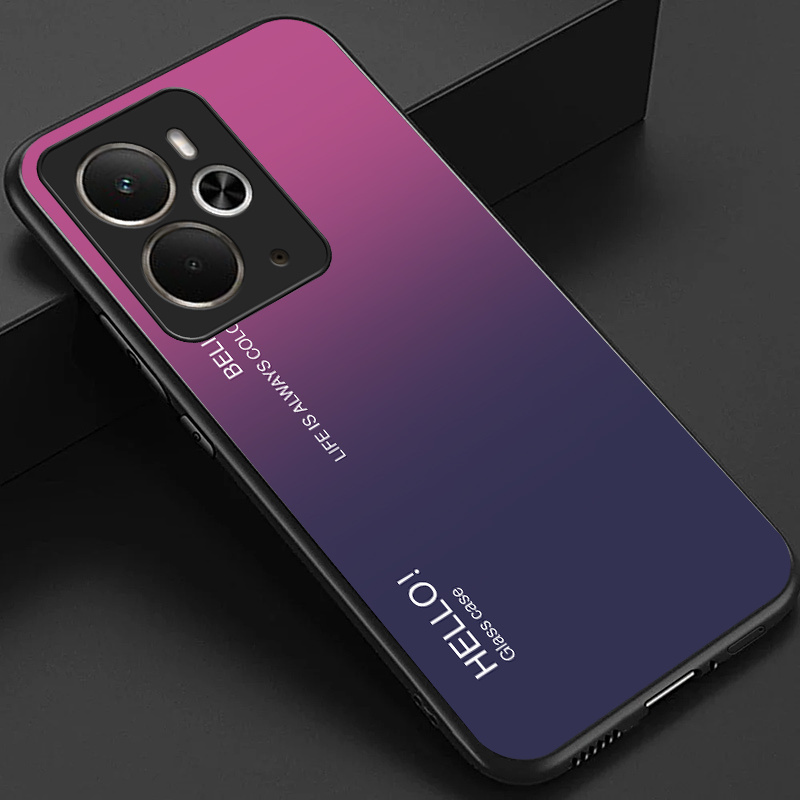 TEMU Etui na telefon - Etui na telefon Realme 14, z eleganckim gradientowym wzorem w kolorach fioletowym, różowym i niebieskim z błyszczącą tylną