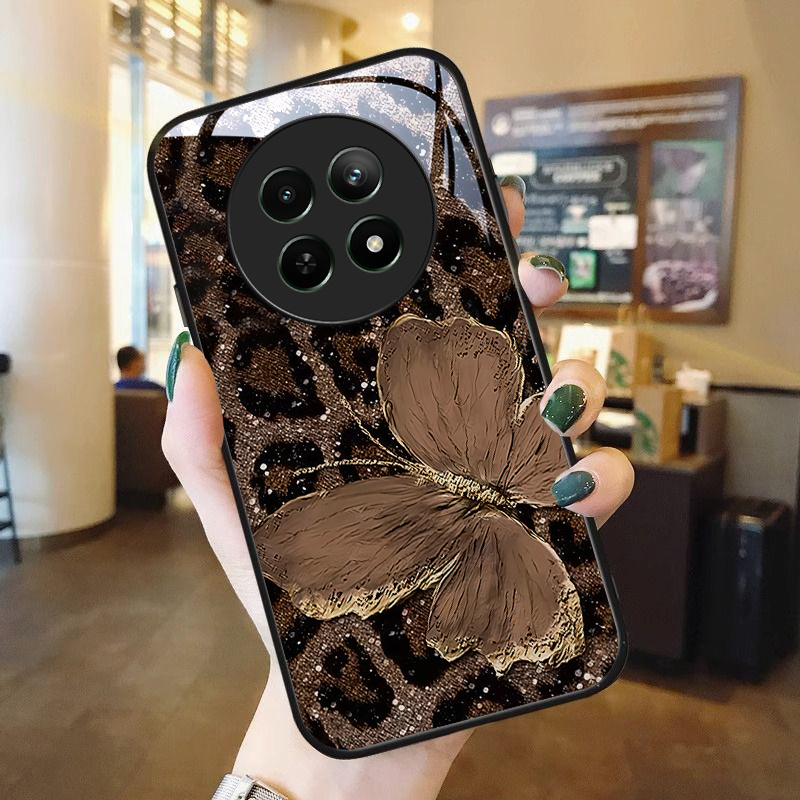 TEMU Etui na telefon: dla Realme Narzo 70x 5G C65 5G 12X 12 5G 13 5G Twarda obudowa prosty luksusowy wzór leopard Pokrowiec na telefon Obudowa