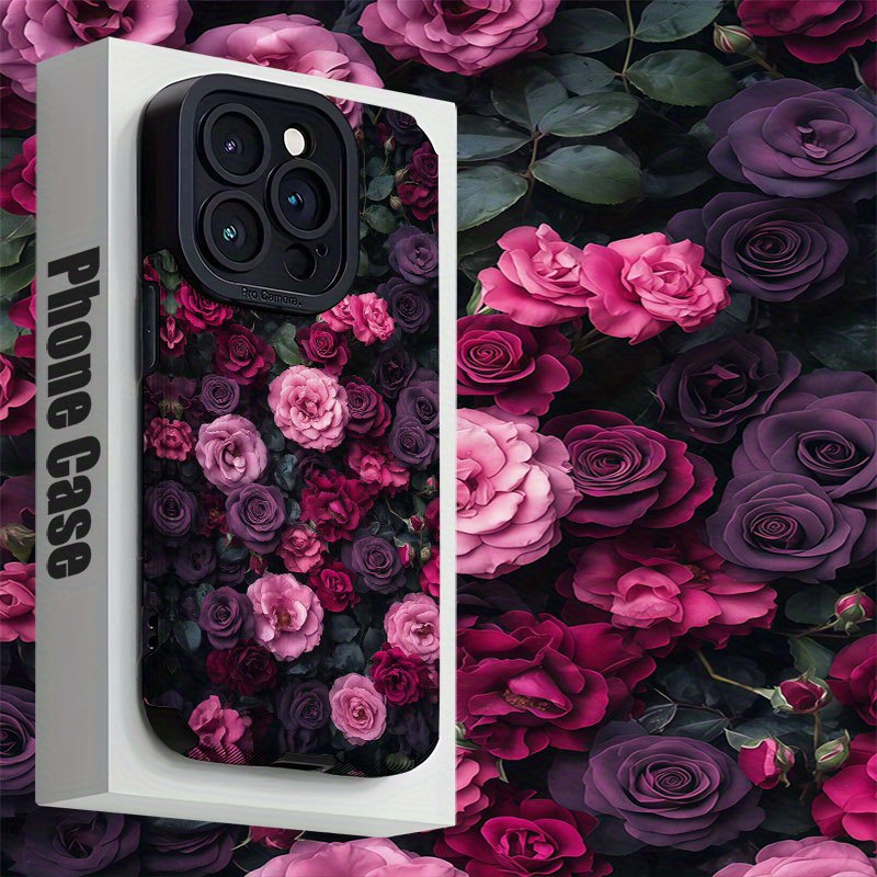 TEMU Etui na telefon - Fioletowo-Różowe Róża Romantyczne Kwiaty Etui na