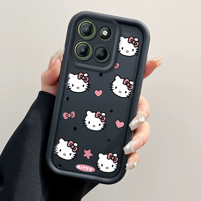 TEMU Etui na telefon Moto G15| G86/ G56/ G75 z różową kokardką i motywem kociąt – TPU, antyuderzeniowe, modne pokrowce z tyłu