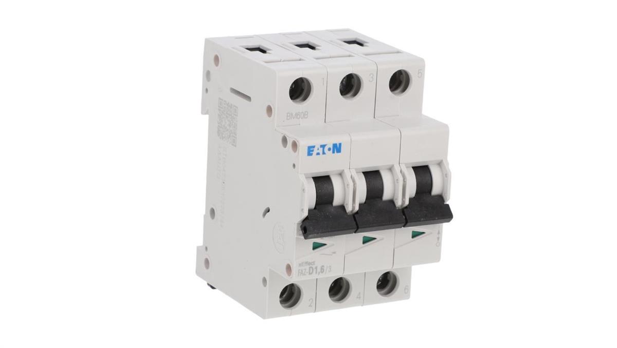 Eaton Wyłącznik nadprądowy 3P D 1,6A 15kA AC FAZ-D1,6/3 278883