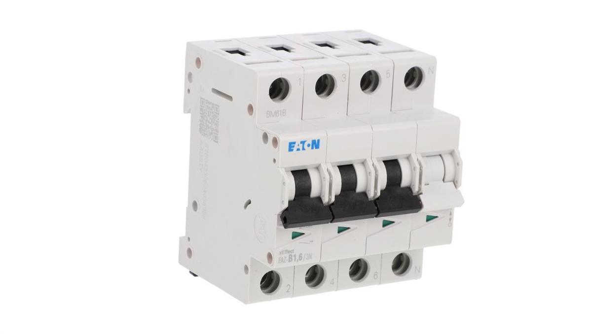 Eaton Wyłącznik nadprądowy 3P+N B 1,6A 15kA AC FAZ-B1,6/3N 278936