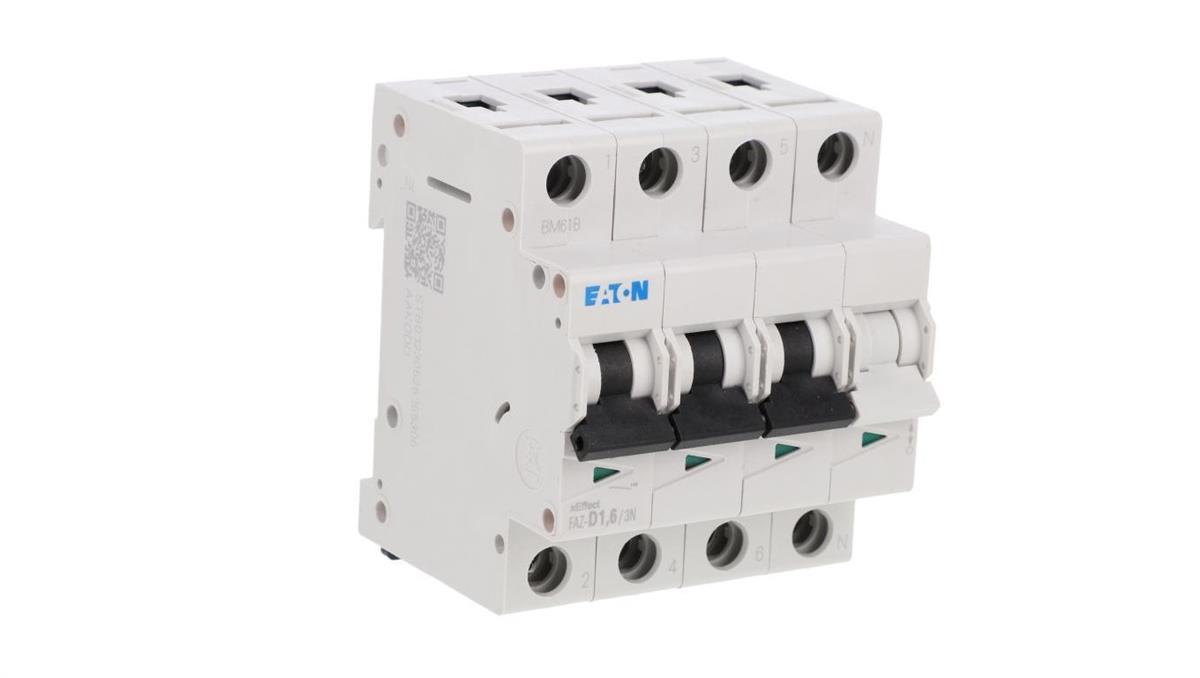 Eaton Wyłącznik nadprądowy 3P+N D 1,6A 15kA AC FAZ-D1,6/3N 278985