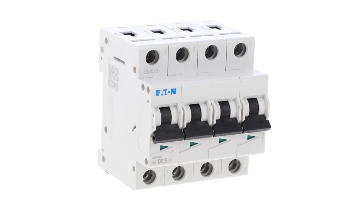 Eaton Wyłącznik nadprądowy 4P D 0,5A 15kA AC FAZ-D0,5/4 279068