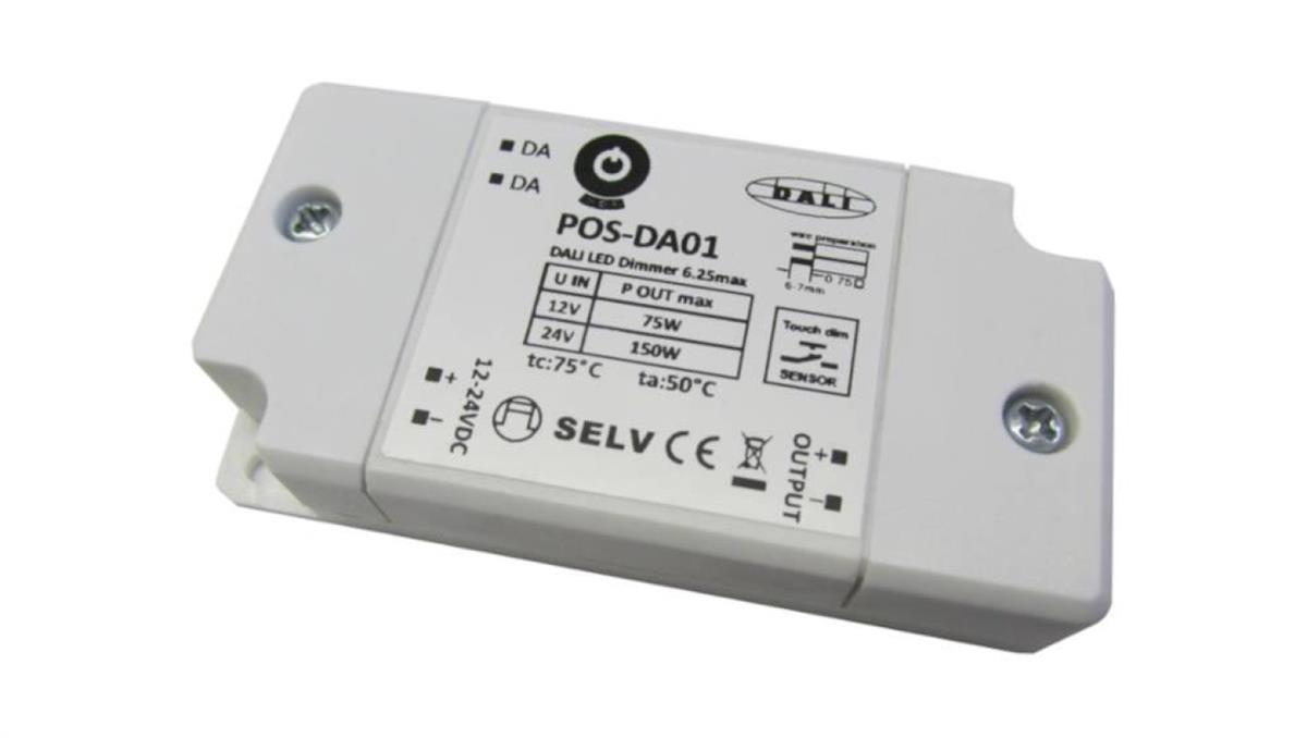 POS-DA01 konwerter DALI to PWM, push dimming, 12-24VDC, 150W, 0.1-100