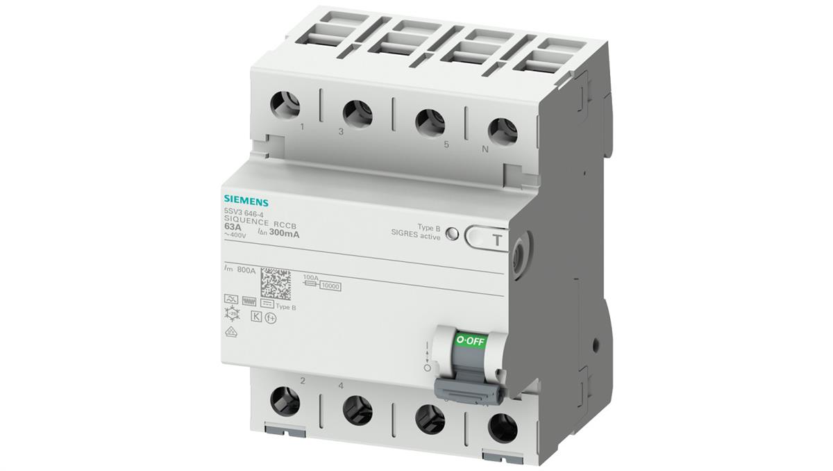 Siemens Wyłącznik różnicowoprądowy 4P 80A 0,03A Typ B super resistant 30mA 400V SENTRON 5SV3347-4