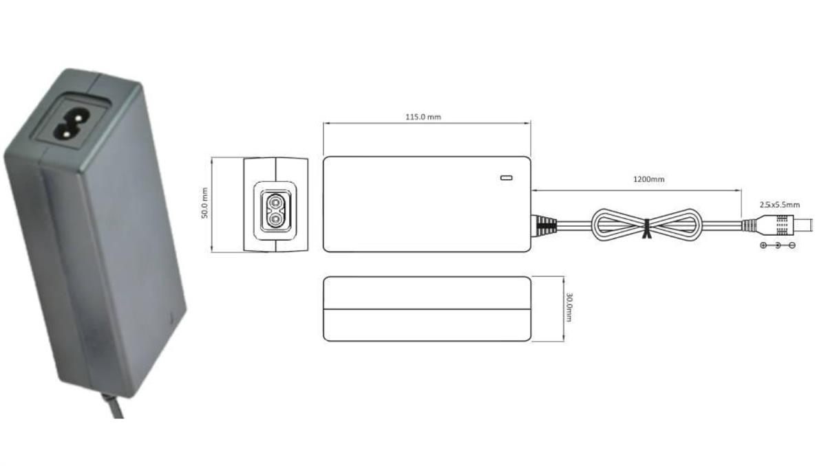 POSC12300D-C8-25 Zasilacz Desktop 36W 12V 3A z wtykiem DC - 5.5x2.5mm