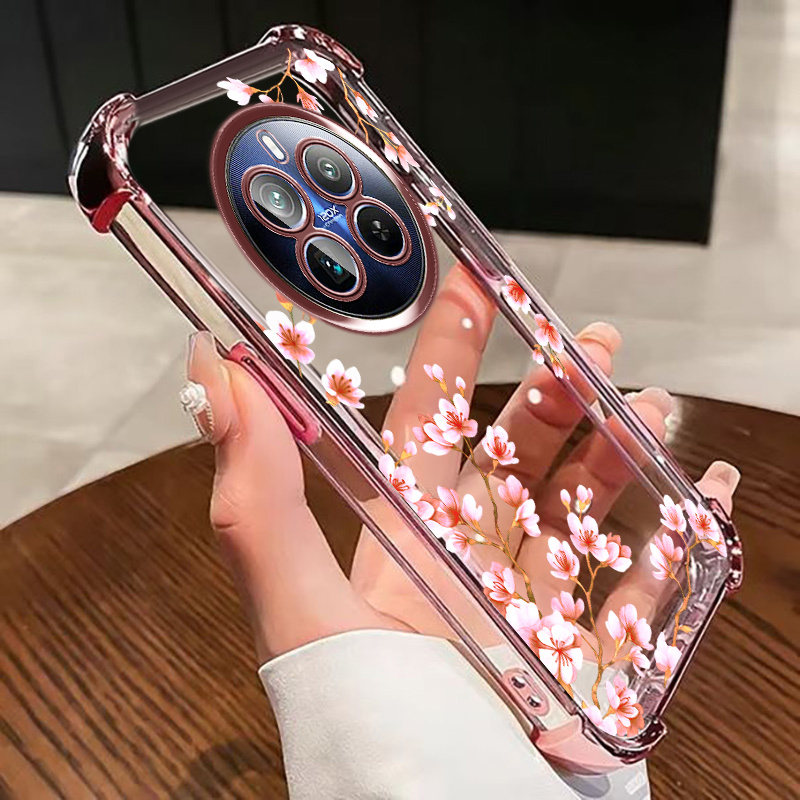 TEMU Etui na telefon: Pasujące do Realme Realme 12 Pro i Realme 12 Pro Plus, Kwiat Wiśni, Powłoka Elektrostatyczna, Cztery Rogi, Wstrząsoodporne,