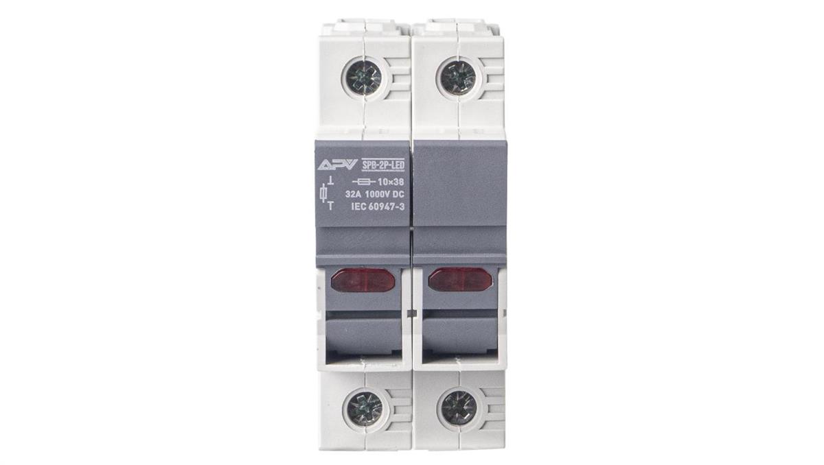 PODSTAWA BEZPIECZNIKOWA ROZŁĄCZNIK DC 10x38 + LED 2P APV-SPB-2P-LED