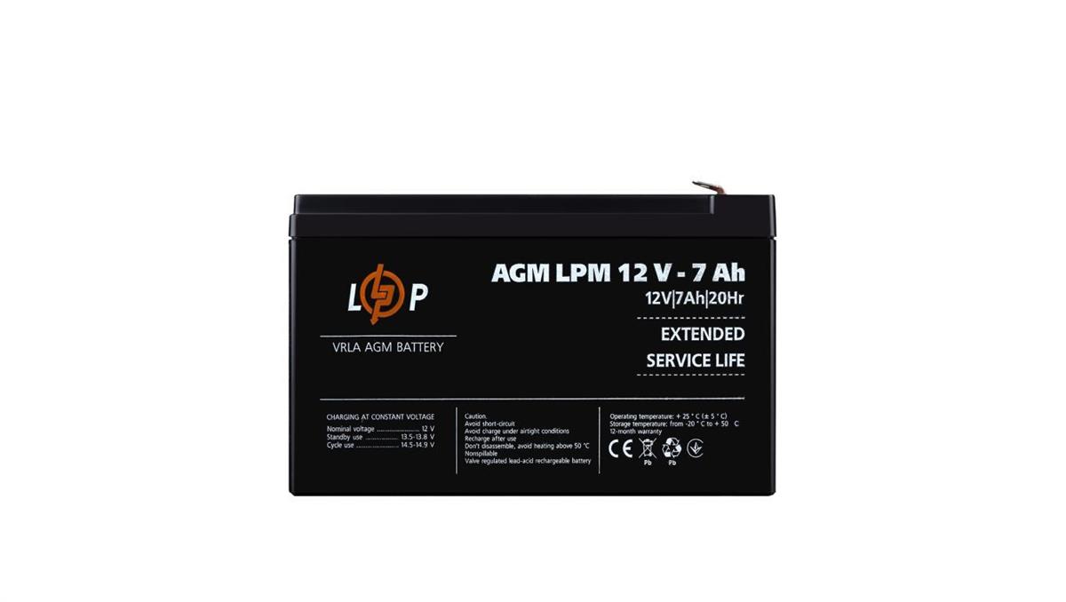 LogicPower AKUMULATOR BEZOBSŁUGOWY AGM 12V 7Ah 84 Wh DO UPS ZASILACZE ALARMU ZABAWKI