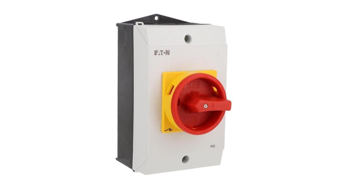 Eaton Rozłącznik 40A 3P w obudowie IP65 czerwono-żółta rączka z blokadą P1-40/I2/SVB 199909