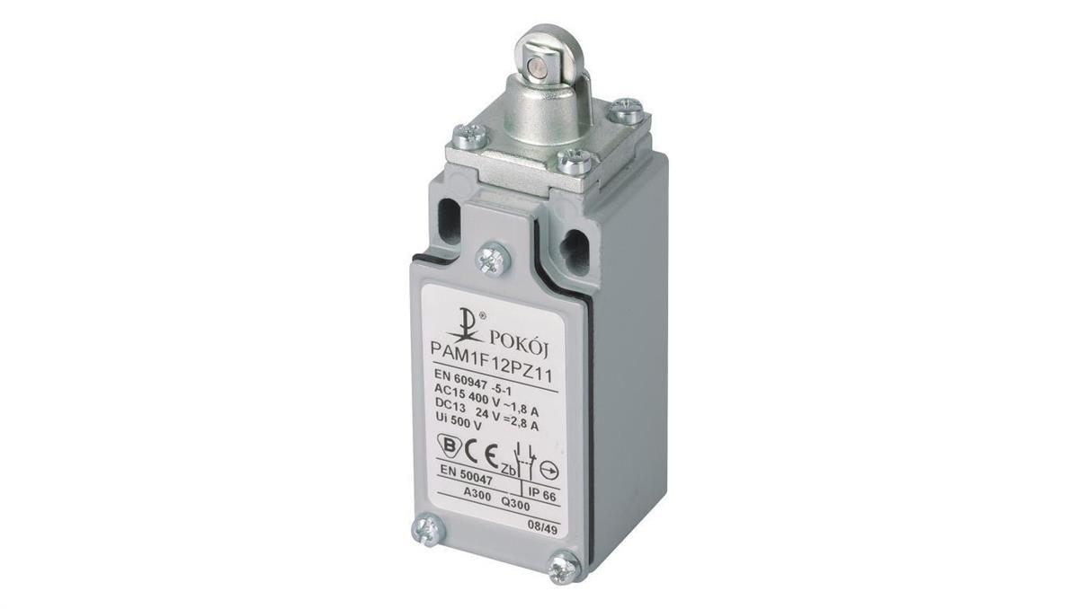 Wyłącznik krańcowy 1R 1Z migowy metal popychacz stalowy z rolką stalową O10,5 PAM1F12PZ11 A37-4660