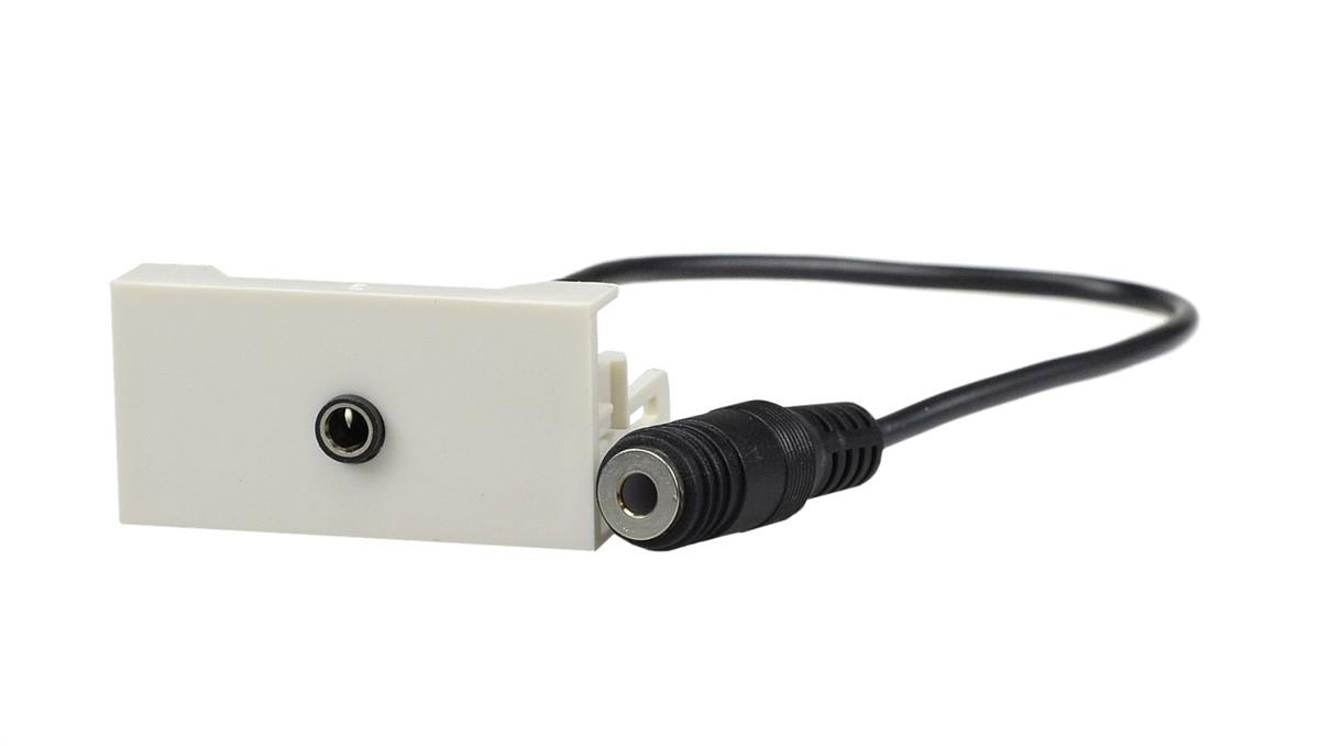 Gniazdo mini Jack 3,5mm z przewodem 20cm moduł 1M 22,5x45 biały Mediabox