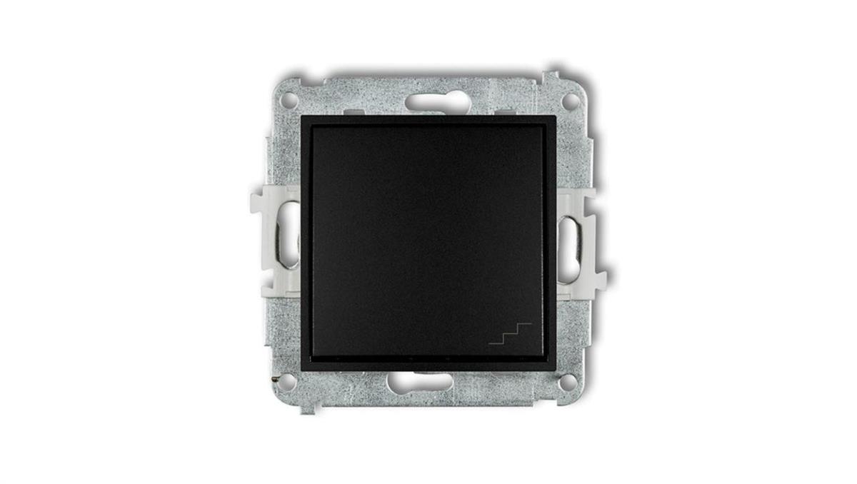 Zdjęcia - Włącznik Karlik ICON Mechanizm łącznika schodowego czarny mat 12IWP-3