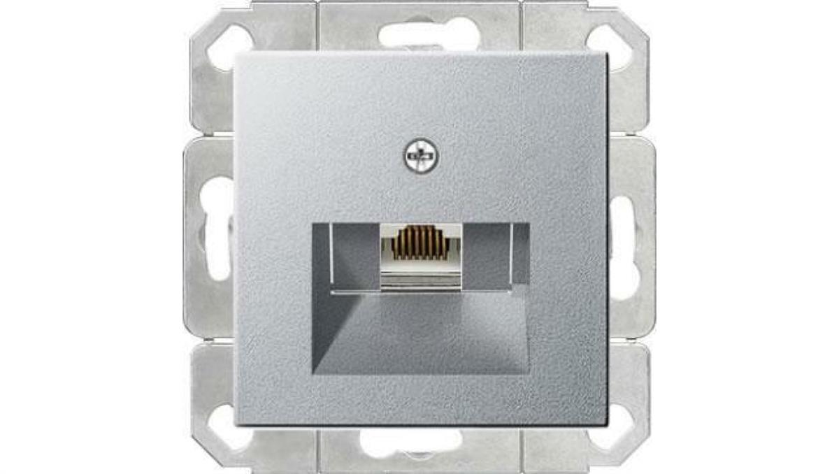 Gniazdo komputerowe poj. RJ45 cat. 6 Gira System 55 aluminium