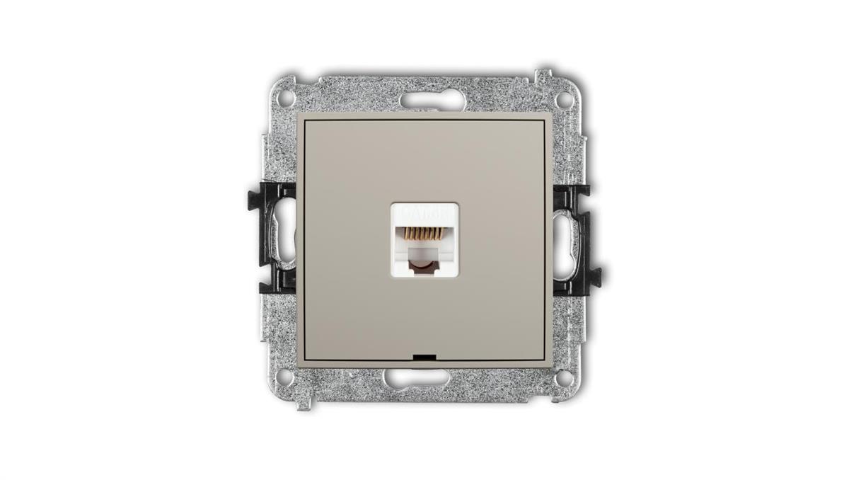 MINI Mechanizm gniazda komputerowego pojedynczego 1xRJ45, kat. 5e, 8-stykowy, bez pola opisowego taupe 60MGKBO-1