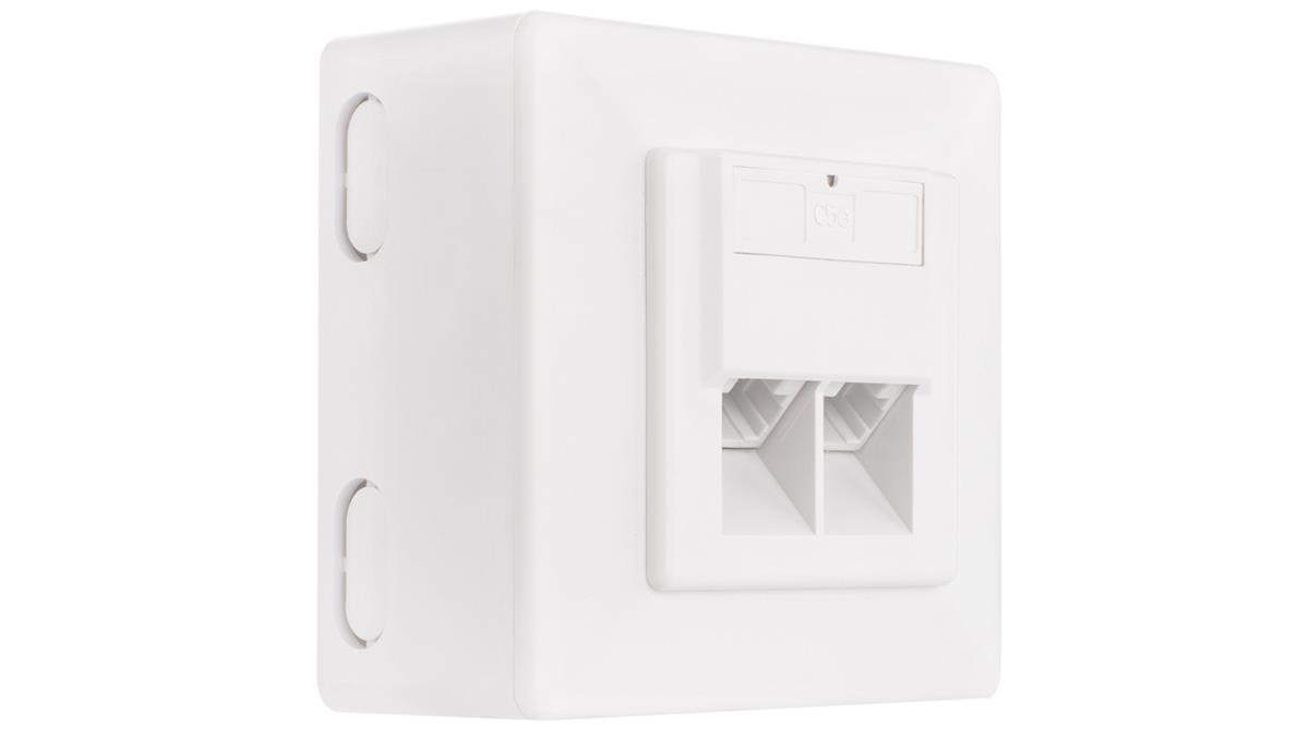 Gniazdo komputerowe 2xRJ45 kat.5e nieekranowane UTP natynkowe-podtynkowe NEKU