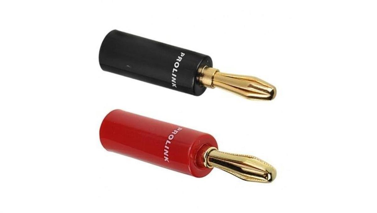 PROLINK Premium TBC-054 Wtyki głośnikowe typu BANAN skręcane proste pozłacane 2szt. czarny + czerwony
