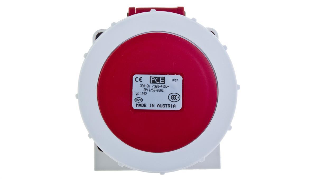 Gniazdo stałe 32A 4P 400V czerwone IP67 /bez dławnicy/ 1242-6