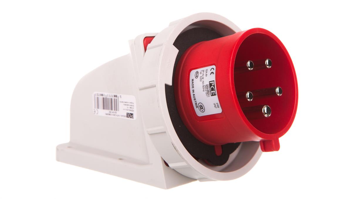 PCE Wtyczka odbiornikowa 32A 5P 400V czerwona IP67 5252-6kv