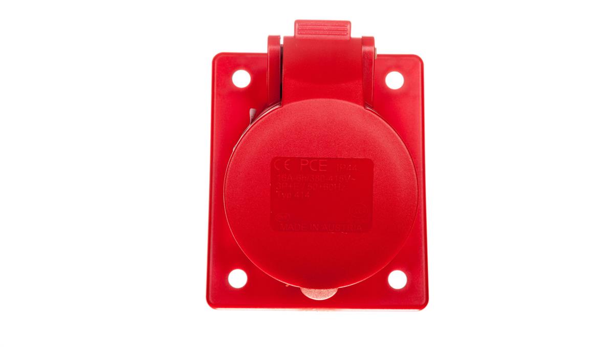 Gniazdo tablicowe skośne 16A 4P 400V /70x85/ czerwone IP44 TWIST 414-6