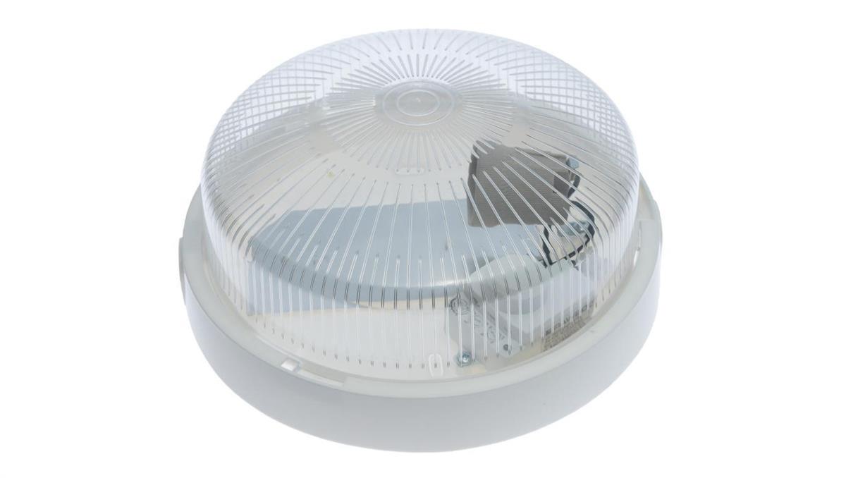 Oprawa oświetleniowa RITA z czujnikiem ruchu, E27, 18W, IP44, IK10, biała, klosz poliwęglan przeźroczysty D.3170R