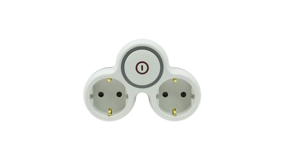 PLASTROL Rozgałęźnik wtyczkowy dwukrotny z włącznikiem z/u schuko R-21BWS/S/B W-72003