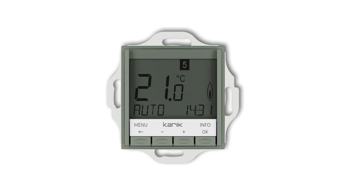 MINI Mechanizm uniwersalnego elektronicznego tygodniowego regulatora temperatury (podświetlenie białe) szałwiowy 61MRT-3.1