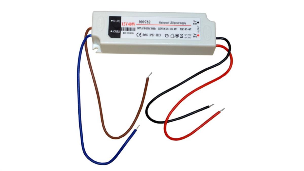 Zasilacz LED 12V 40W napięciowy IP67 plastik EK