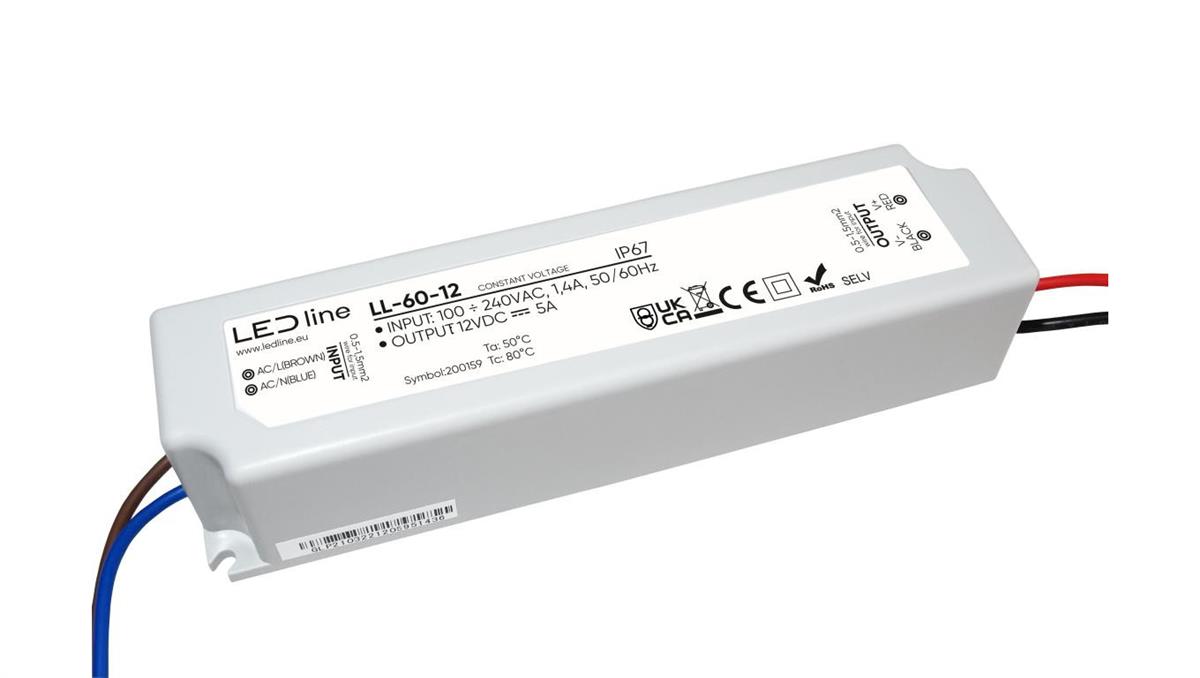 Dajar Zasilacz do taśm LED line PRIME 60-12 wodoszczelny IP67 12V 60W 5 lat gwar.