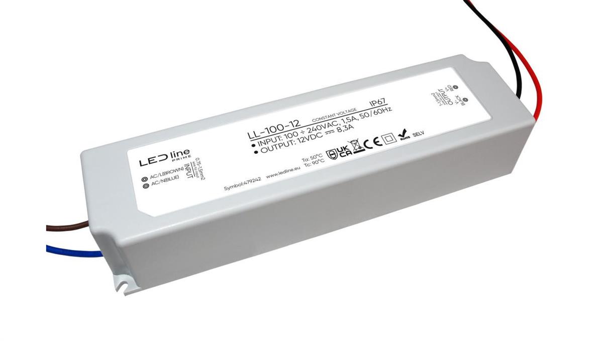 Dajar Zasilacz do taśm LED line PRIME 100-12 wodoszczelny IP67 12V 100W 5 lat gwar.