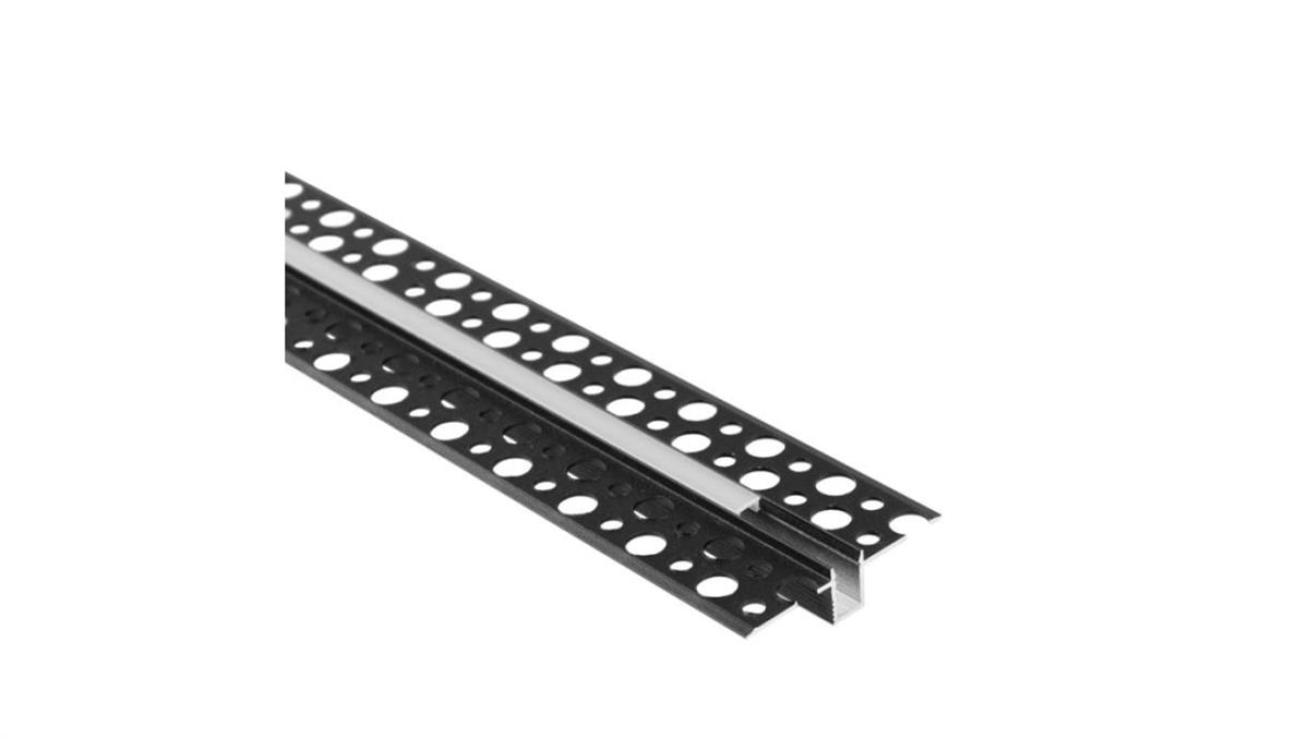 ECO LIGHT Profil GPW02 podtynkowy czarny + klosz mrożony 2m