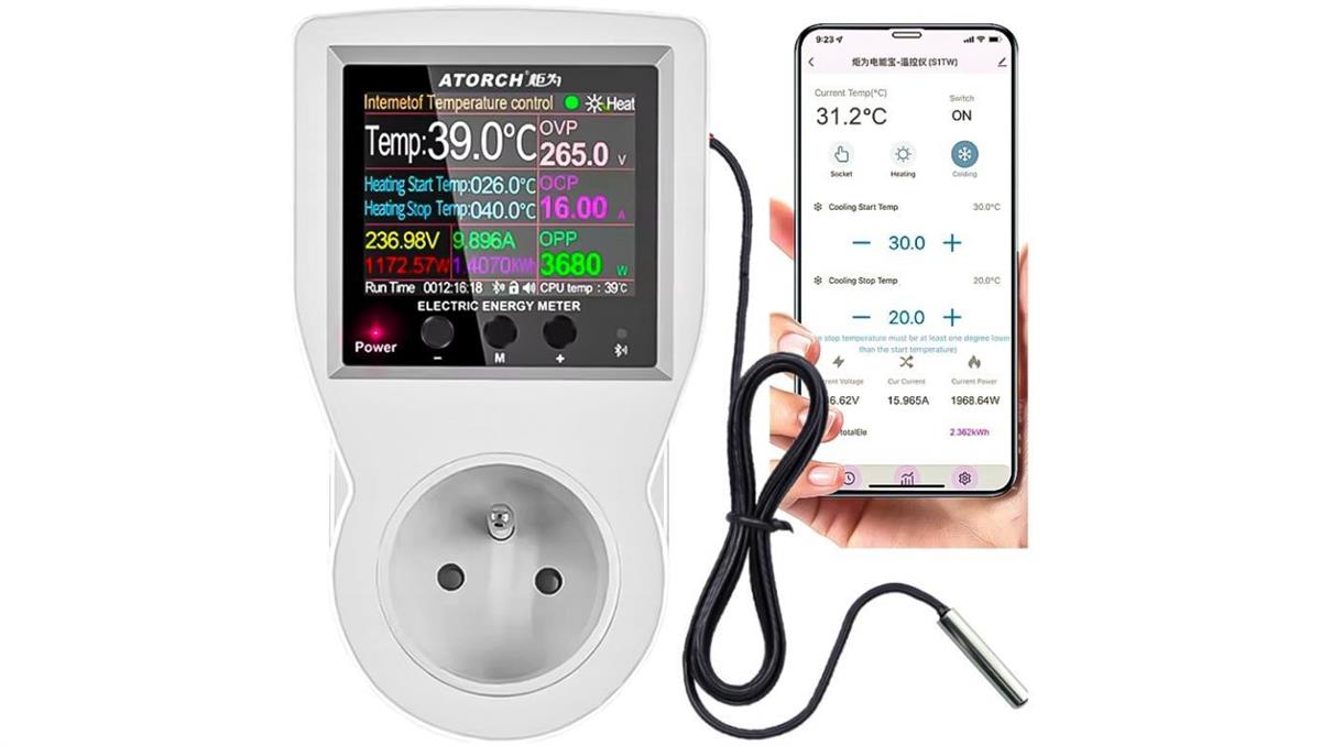 TERMOSTAT ELEKTRONICZNY WiFi WATOMIERZ TIMER APLIKACJA GNIAZDKO 230V 3680W