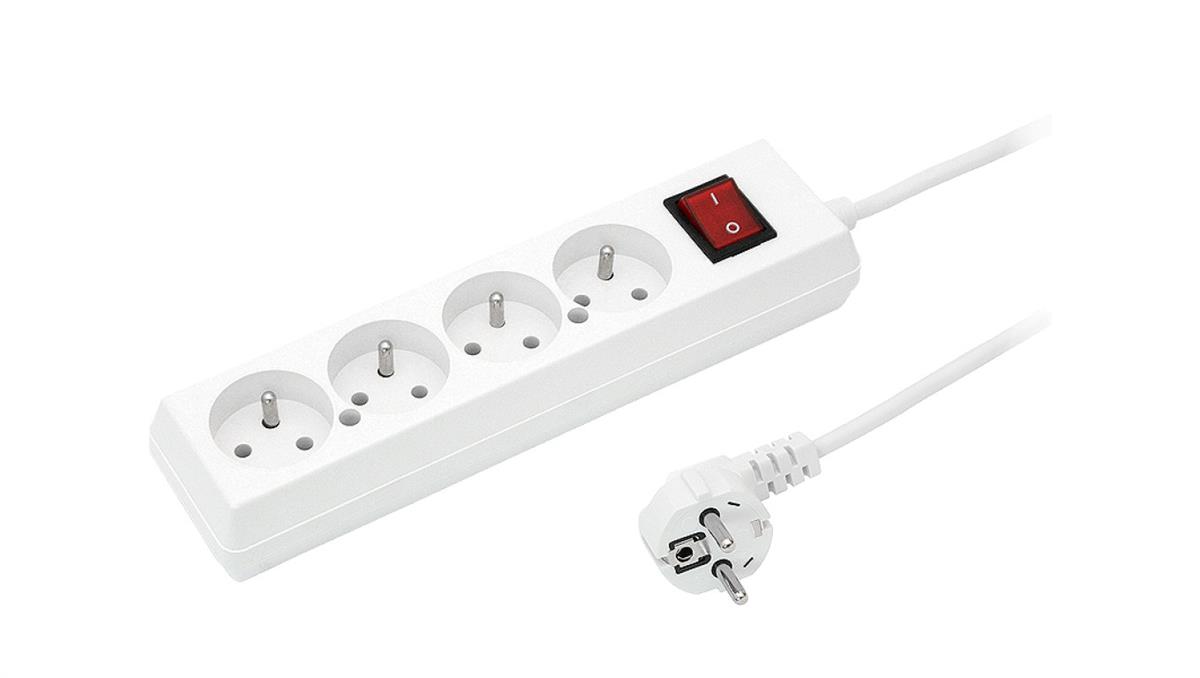 PLASTROL Przedłużacz z wyłącznikiem 4-gniazda z/u 10A 1,5m /OMY 3x1/ biały PS-470WS T-105940