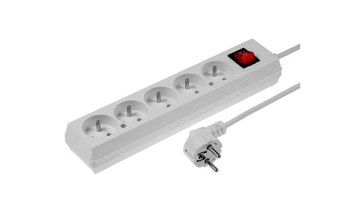 PLASTROL Przedłużacz z wyłącznikiem 5-gniazd z/u 10A 3m /OMY 3x1/ biały PS-570WS T-106010