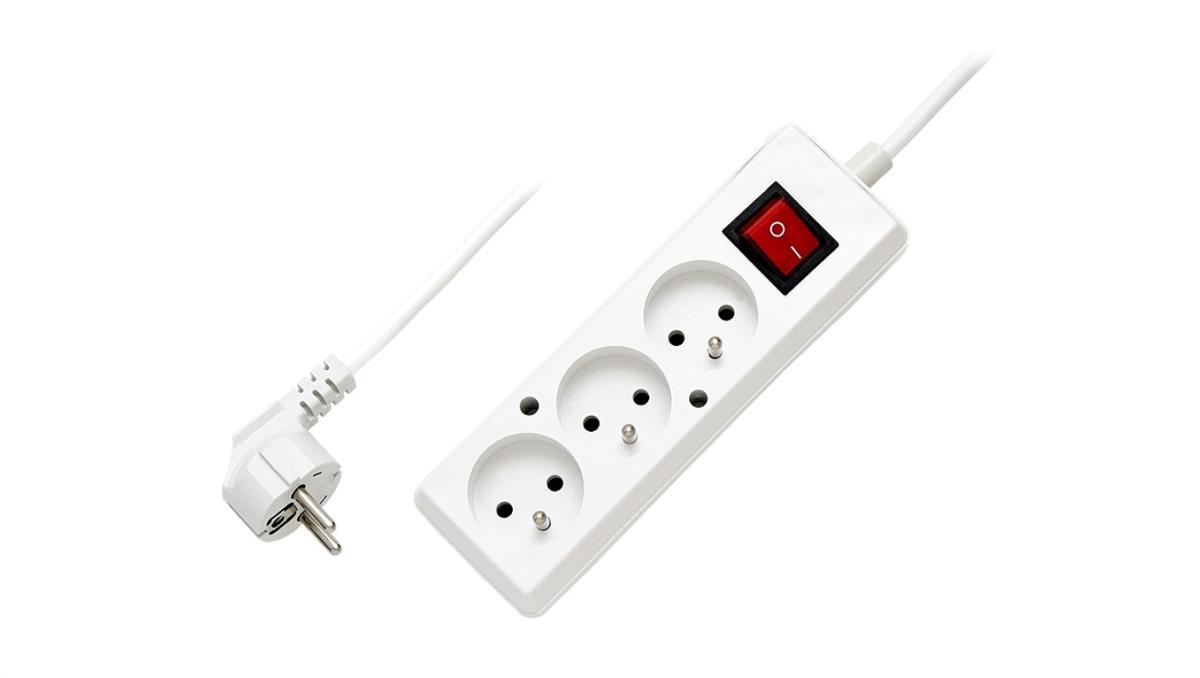PLASTROL Przedłużacz z wyłącznikiem 3-gniazda z/u 10A 5m /OMY 3x1/ biały PS-370WS T-106120