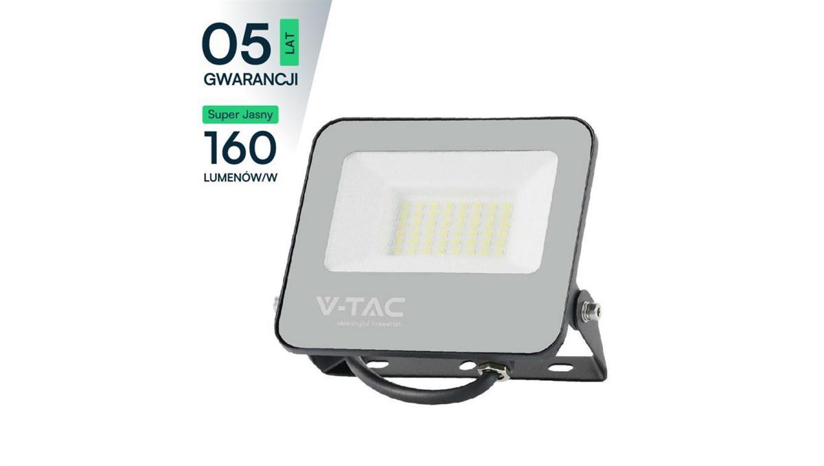 V-TAC POLAND Projektor LED 30W 4800lm 6500K Dioda 160LM/W IP65 Czarny 5 Lat Gwarancji 23693
