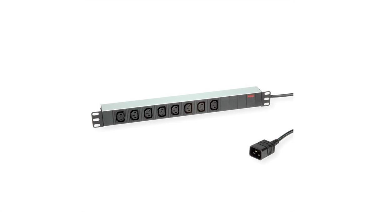 Listwa zasilająca ROLINE 19 8-drożna wtyczka C13 + C20, aluminium, 2 m