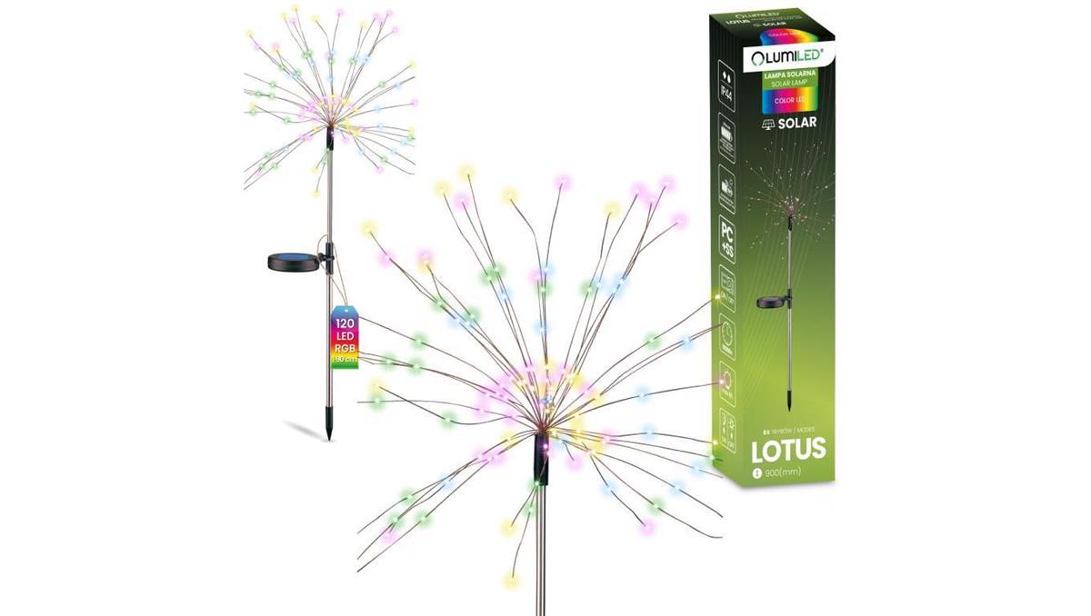 Lampa Solarna Ogrodowa LED LOTUS Wbijana Dekoracyjna Dmuchawiec Fajerwerki RGB LUMILED