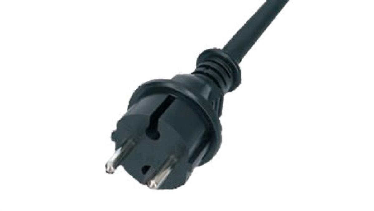 Przewód z wtyczką gumowy 2x1,5mm 4m czarny IP44