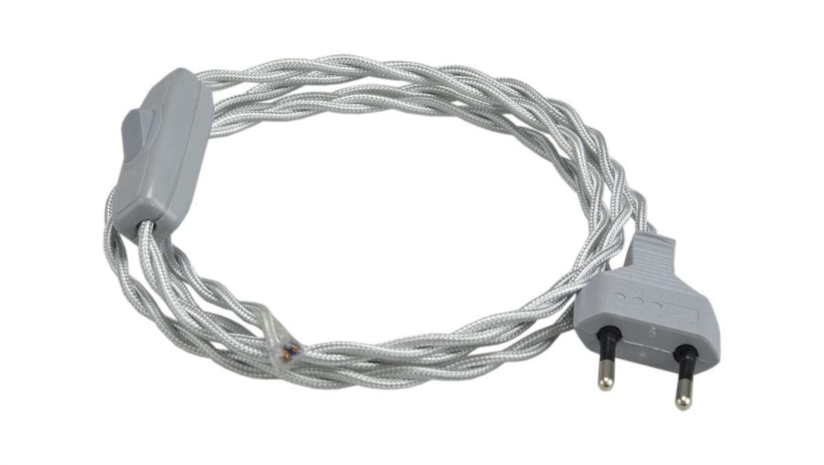 Przewód skręcany do lampki 2x0,75 1,5mb szary