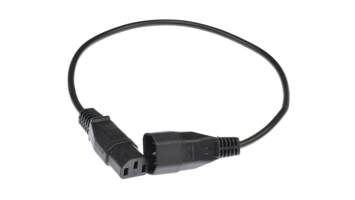Przedłużacz 230V IEC320 C14/ C13 0,5m czarny