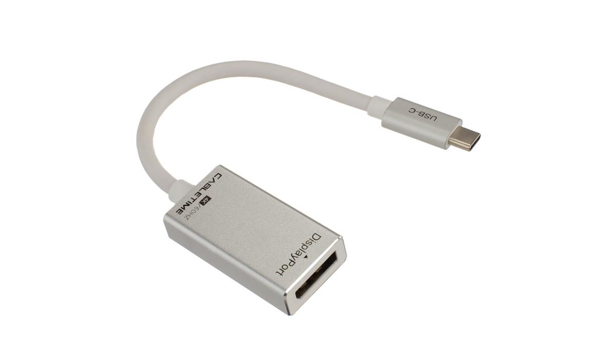 AUDA CableTime Adapter USB 3.1 typ-C - DisplayPort 4K@60 (wtyk / gniazdo) srebrny 15cm
