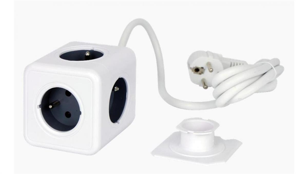 AURA line CUBE przedłużacz rozgałęźnik 5 gniazd przewód 1,5m 16A/3680W